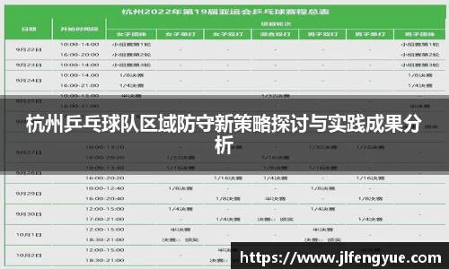 杭州乒乓球队区域防守新策略探讨与实践成果分析